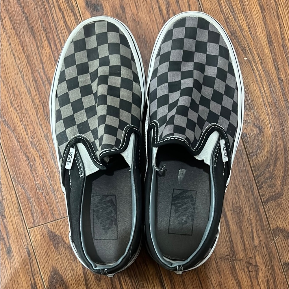 Vans Black and Gray Checkerboard Slip-On Sneakers Women’s